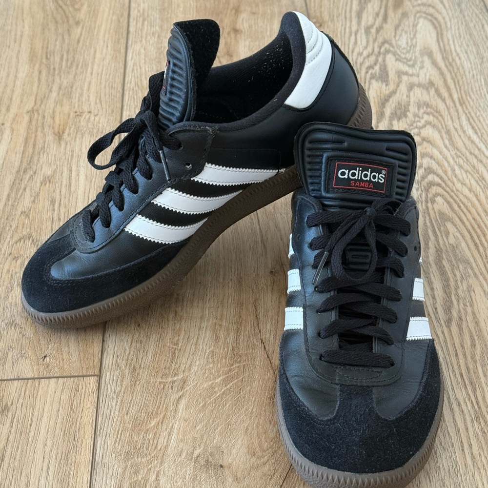 Unisex Adidas Samba Black Leather Sneakers with White Stripes